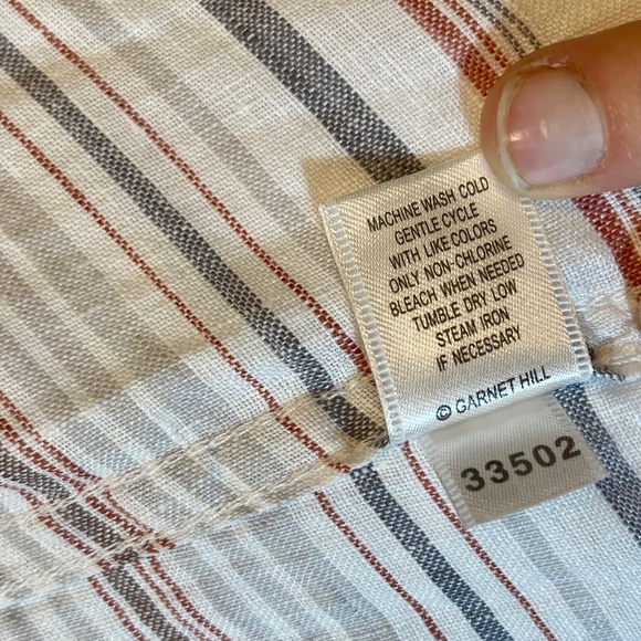 Garnet Hill Striped Linen Button Down Shirt - Picture 8 of 9